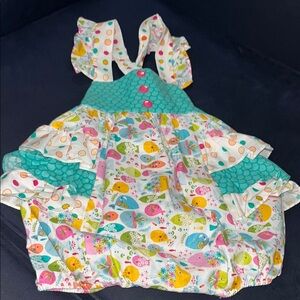 Colorful Baby Bubble Romper with Fish and Polka Dot Patterns, 24m/2T